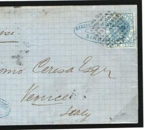 MALAYA Singapore Cover Straits 12c Rate 1879 RARE VENICE DESTINATION MAIL MC22