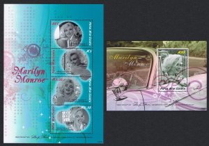 Papua NG Marilyn Monroe Commemoration 2 MSs 2008 MNH SG#MS1261-MS1262