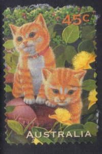 AUSTRALIA SCOTT# 1562 USED 45c 1996-97  KITTENS   SEE SCAN