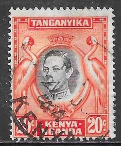 Kenya Uganda Tanganyika 74: 20c George VI and Kevirondo Cranes, used, F-VF