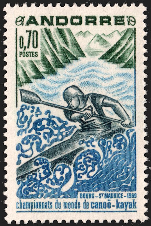 Andorra (French) #190  MNH - Sports Canoe and Kayak Championships (1969)