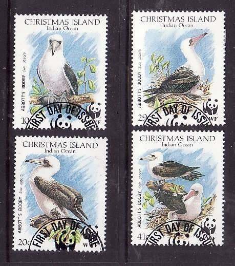 Christmas Is-Sc#270-3- id6-used WWF set-Birds-Abbott's Booby-1990-