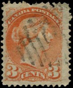 Canada SC# 37 SG# 83 Victoria 3c perf 12 used Orange-red