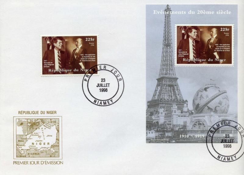 Niger 1998 YT#1273 J.F.Kennedy/Victorino de la Plaza Set+SS F.D.C.