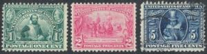 #328 329 330 SCV $90. VF/XF used, all faintly canceled, a rare set with faint...