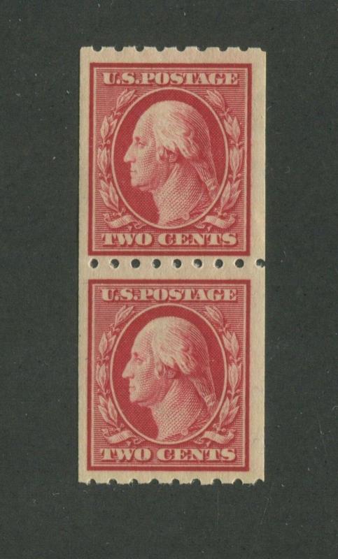 1910 United States Postage Stamp #391 Coil Pair Mint Never Hinged Original Gum