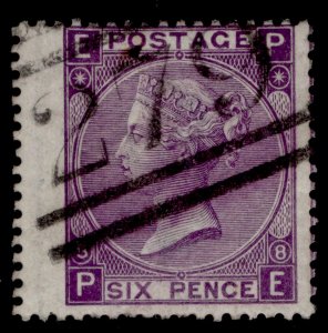 GB QV SG108, 6d dull violet plate 8, FINE USED. Cat £75. SUPERB COLOUR PE