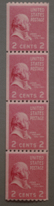 United States #850 Coil Strip of Four MNH
