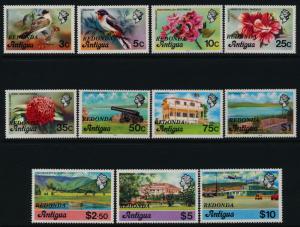 Redonda MI 1-11 o/p on Antigua MNH Birds, Flower, Aircraft, Cannon, Architecture