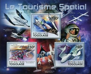 Space Tourism Stamp Virgin Galactic Spaceshiptwo MotherShip Eve S/S MNH