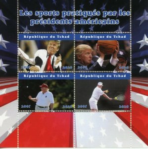 Chad Donald Trump Stamps 2020 MNH Basketball Golf Tennis Sports 4v M/S