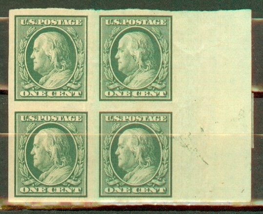 US 343 MNH block of 4 (hinged in margin) CV $45