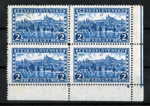 RARE STAMPS,CZECHOSLOVAKIA,1926,Pof.225,Prague 2 CZK blue,corner block of 4 P 5