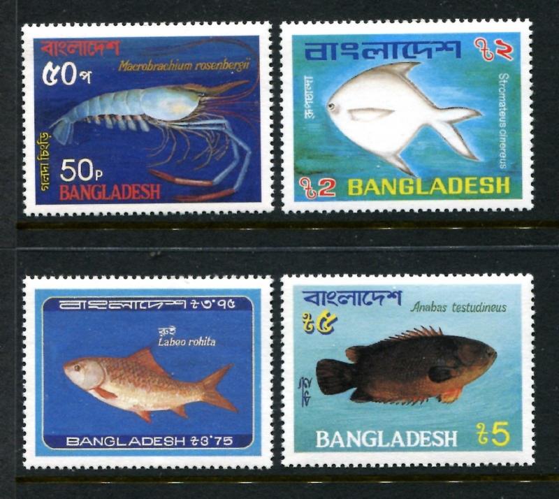 Bangladesh 225-228, MNH Local fish 1983, Macrobrachium rosengergii. x22817