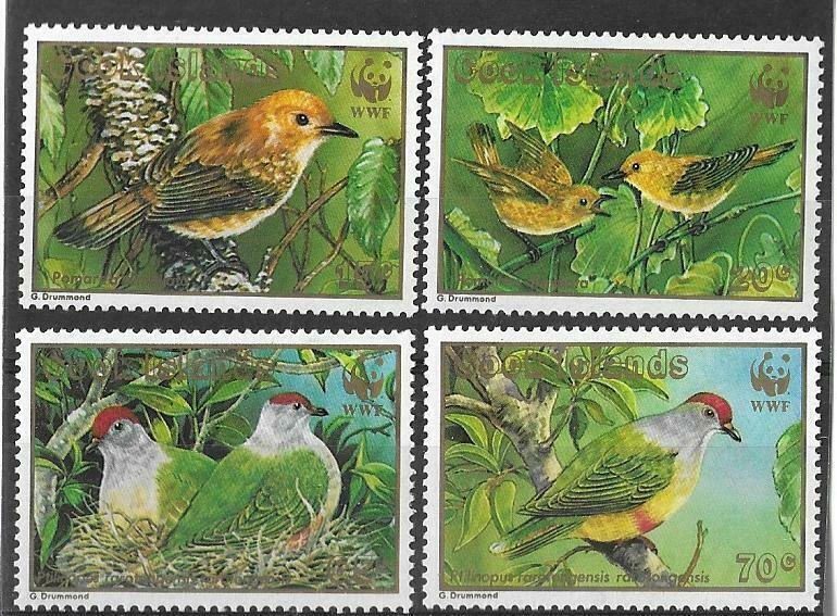 1989   COOK ISLANDS  -  SG.  1222 / 1225  -  BIRDS OF THE ISLANDS  - WWF -  MNH