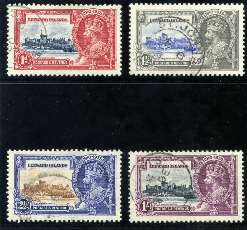 Leeward Islands 1935 KGV Silver Jubilee set complete VFU. SG 88-91. Sc 96-99.