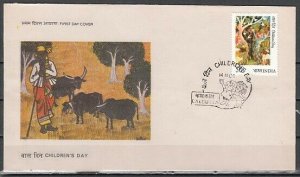 India, Scott cat. 1070. Children`s Day issue. Art shown. First day cover. ^