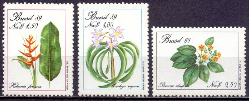 Brazil. 1989. 2299-2301. Endangered plants. MNH.