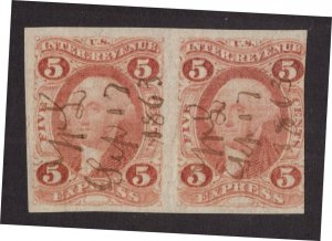 U.S. - R25a Pair-  Left stamp EXTRA FINE - Used