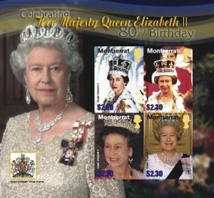 Montserrat -2006 Her Majesty Queen Elizabeth II 80th Birthday - Sheet of 4 - MNH