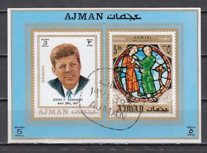 Ajman, Mi cat. 792, BL268 C. President J. Kennedy s/sheet. Canceled. ^