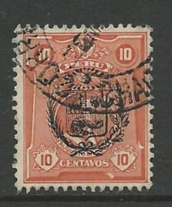 Peru # 268  Overprinted with Coat of Arms     (1)  VF Used