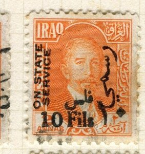 IRAQ; 1932 surcharged Faisal STATE SERVICE issue used Shade of 10f. value