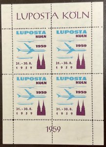 Germany 1959 LUFPOSTA KOLN  4 Label poster  stamps