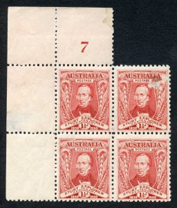Australia SG117 1 1/2d 1930 Centenary Plate 7 Block U/M