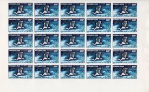 Chad 1971  Sc#C84  Bird-White Egret (1) IMPERFORATED Sheetlet of 25 Stamps MNH