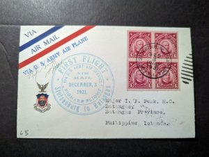 1931 Philippines Airmail First Flight Cover FFC Fort Stotsenburg to Batangas