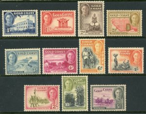 British 1948 Gold Coast  KGVI Commemoratives  Scott #131-41 MNH V634