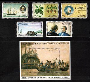AITUTAKI 1989 Discovery of Aitutaki by William Bligh (5v+1ms Cpt) MNH CV$30+