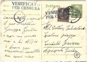 69970 - GERMANY - POSTAL HISTORY - STATIONERY CARD from ITALIAN Worker WWII 1941