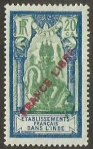 French India, Sc. # 124,  mint, hinge remnant. 1941. (F601)