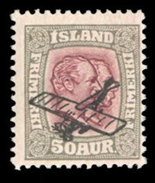 Iceland #C2 Cat$200, 1929 50a gray and violet, never hinged
