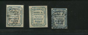 87L27 Hussey's Post New York  Used Stamps as Taken from Perry Album (BX 1964)