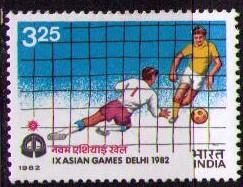 INDIA Sc# 1001 MNH FVF Asian Games Football Goalie Net 1982