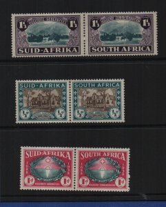 South Africa 1939 Sg82/4 set of 3 pairs mounted mint