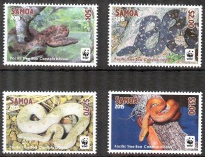 Samoa 2015 WWF Snakes Tree Boa Set of 4 MNH