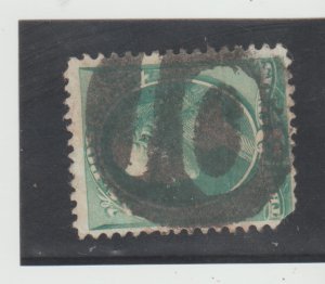 US Scott # 184 3c Washington Used w/ Negative 10  Fancy Cancel