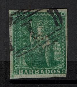 Barbados SG# 2, Used, Creased in Center  - Lot 111516