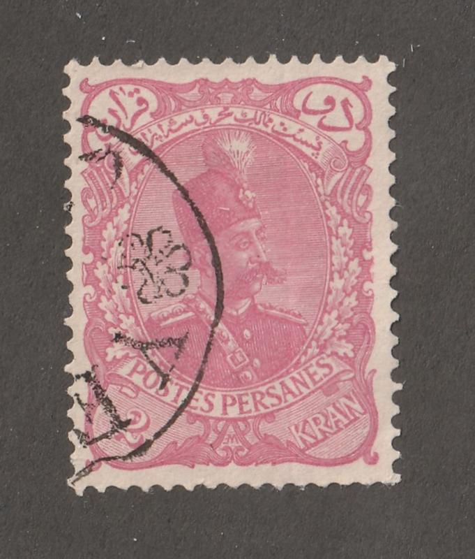 Persia Stamp, Scott# 114, used hinged, 2Kran, Pink,  Perf 12.5 x 12.0,#L-61