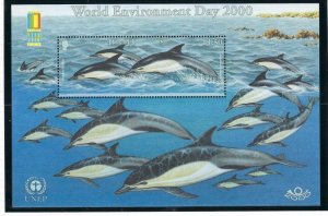 Jersey 957a MNH souvenir sheet with overprint 2000 Dolphins (KA)(ad5010)