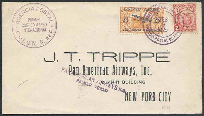 PANAMA 1929  first flight cover to New York................................62471