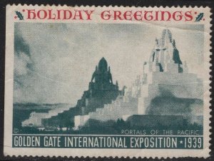 1939 US Poster Stamp Holiday Greetings Golden Gate International Exposition