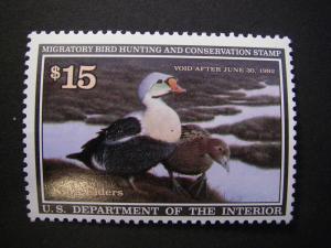 RW58, $15 King Eiders, MNH Single, Beautiful Stamp