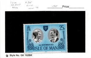 Isle of Man, Postage Stamp, #35 Mint NH, 1974 Royal Wedding (AB)