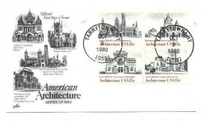 1838-41 1980 Architecture ArtCraft block of 4 unofficial FDC Tarrytown, NY