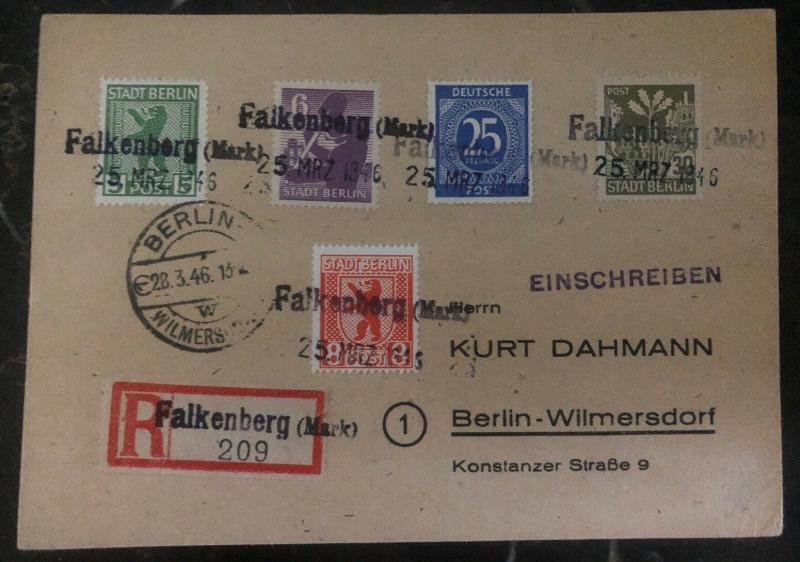 1946 Falkenberg Germany Postcard Registered Cover To Berlin